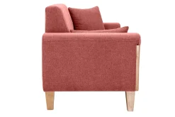 Miliboo Canapé Design|Voir Tous Les Canapés-Canapé scandinave 3 places en tissu effet velours texturé terracotta et bois clair FJORD