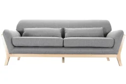 Miliboo Canapé Design|Voir Tous Les Canapés-Canapé scandinave 3 places en tissu gris et bois clair YOKO