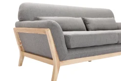 Miliboo Canapé Design|Voir Tous Les Canapés-Canapé scandinave 3 places en tissu gris et bois clair YOKO