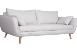 Miliboo Canapé Design|Voir Tous Les Canapés-Canapé scandinave 3 places en tissu gris clair chiné et bois clair CREEP