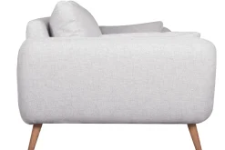 Miliboo Canapé Design|Voir Tous Les Canapés-Canapé scandinave 3 places en tissu gris clair chiné et bois clair CREEP