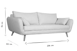 Miliboo Canapé Design|Voir Tous Les Canapés-Canapé scandinave 3 places en tissu gris clair chiné et bois clair CREEP