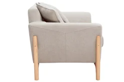Miliboo Canapé Design|Voir Tous Les Canapés-Canapé scandinave 2 places en tissu effet velours texturé beige et bois clair ASAKO