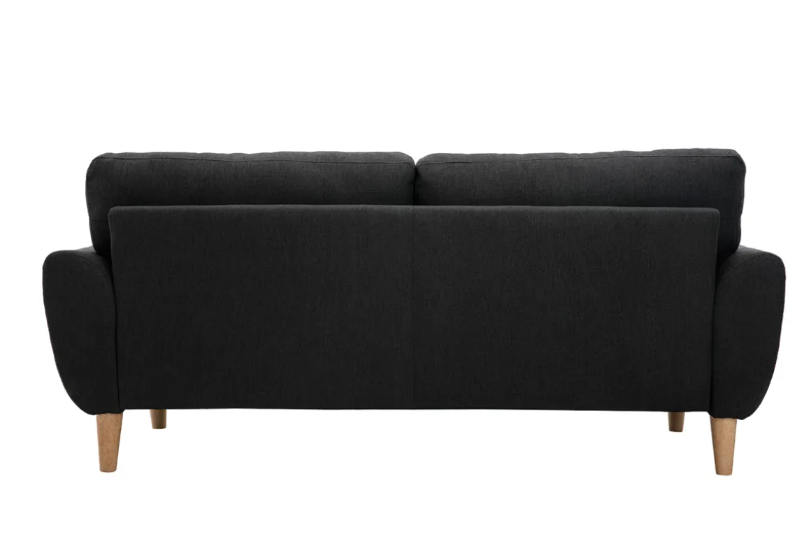 Miliboo Canapé Design|Voir Tous Les Canapés-Canapé scandinave 3 places en tissu gris anthracite et bois clair ALICE