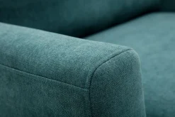 Miliboo Canapé Design|Voir Tous Les Canapés-Canapé scandinave 2 places en tissu effet velours bleu canard et bois clair JONAS