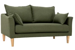 Miliboo Canapé Design|Voir Tous Les Canapés-Canapé scandinave 2 places en tissu kaki et bois clair KATE