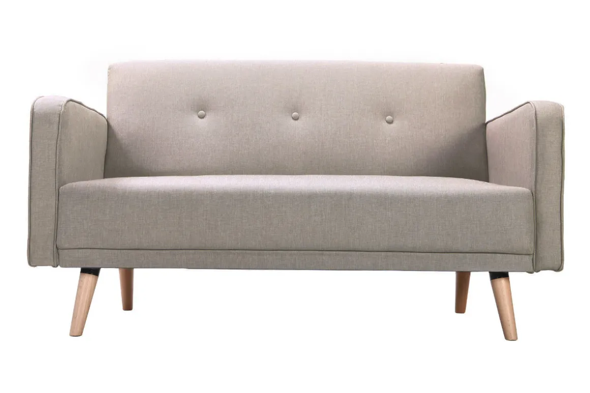 Miliboo Canapé Design|Voir Tous Les Canapés-Canapé scandinave 2 places en tissu beige et bois clair ULLA