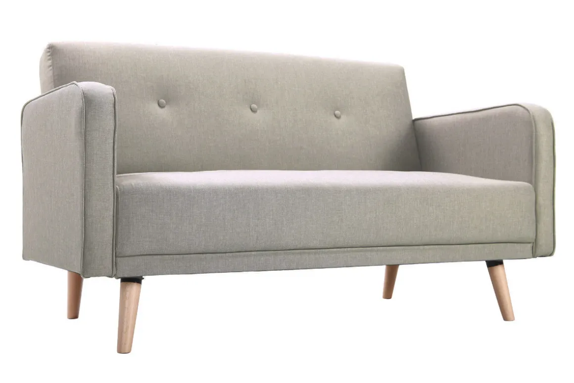 Miliboo Canapé Design|Voir Tous Les Canapés-Canapé scandinave 2 places en tissu beige et bois clair ULLA