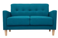 Miliboo Canapé Design|Voir Tous Les Canapés-Canapé scandinave 2 places en tissu bleu canard et bois clair MOON