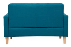 Miliboo Canapé Design|Voir Tous Les Canapés-Canapé scandinave 2 places en tissu bleu canard et bois clair MOON