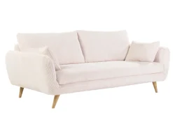 Miliboo Canapé Design|Voir Tous Les Canapés-Canapé scandinave 3 places en tissu velours côtelé écru et bois clair CREEP