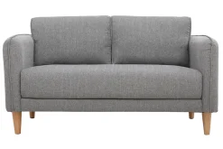 Miliboo Canapé Design|Voir Tous Les Canapés-Canapé scandinave 2 places en tissu gris et bois clair KURT