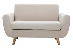 Miliboo Canapé Design|Voir Tous Les Canapés-Canapé scandinave 2 places en tissu beige et bois clair PURE