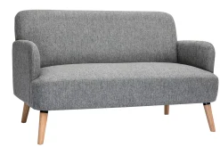 Miliboo Canapé Design|Voir Tous Les Canapés-Canapé scandinave 2 places en tissu gris clair et bois clair ISKO