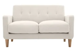 Miliboo Canapé Design|Voir Tous Les Canapés-Canapé scandinave 2 places en tissu beige et bois clair LUNA