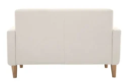 Miliboo Canapé Design|Voir Tous Les Canapés-Canapé scandinave 2 places en tissu beige et bois clair LUNA