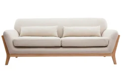 Miliboo Canapé Design|Voir Tous Les Canapés-Canapé scandinave 3 places en tissu beige et bois clair YOKO