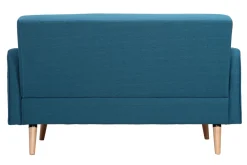 Miliboo Canapé Design|Voir Tous Les Canapés-Canapé scandinave 2 places en tissu bleu canard et bois clair ULLA
