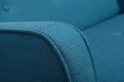 Miliboo Canapé Design|Voir Tous Les Canapés-Canapé scandinave 2 places en tissu bleu canard et bois clair ULLA