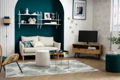 Miliboo Canapé Design|Voir Tous Les Canapés-Canapé scandinave 2 places en tissu beige et bois clair KATE