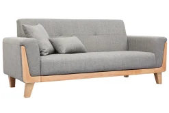 Miliboo Canapé Design|Voir Tous Les Canapés-Canapé scandinave 3 places en tissu gris et bois clair FJORD