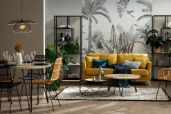 Miliboo Canapé Design|Voir Tous Les Canapés-Canapé scandinave déhoussable 3 places en tissu velours bleu nuit et bois clair OSLO