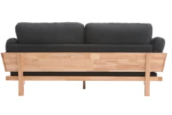 Miliboo Canapé Design|Voir Tous Les Canapés-Canapé scandinave déhoussable 3 places en tissu gris anthracite et bois clair KYO