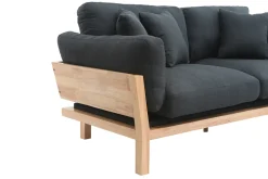 Miliboo Canapé Design|Voir Tous Les Canapés-Canapé scandinave déhoussable 3 places en tissu gris anthracite et bois clair KYO