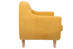 Miliboo Canapé Design|Voir Tous Les Canapés-Canapé scandinave déhoussable 2 places en tissu effet velours jaune moutarde et bois clair YNOK