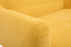 Miliboo Canapé Design|Voir Tous Les Canapés-Canapé scandinave déhoussable 2 places en tissu effet velours jaune moutarde et bois clair YNOK