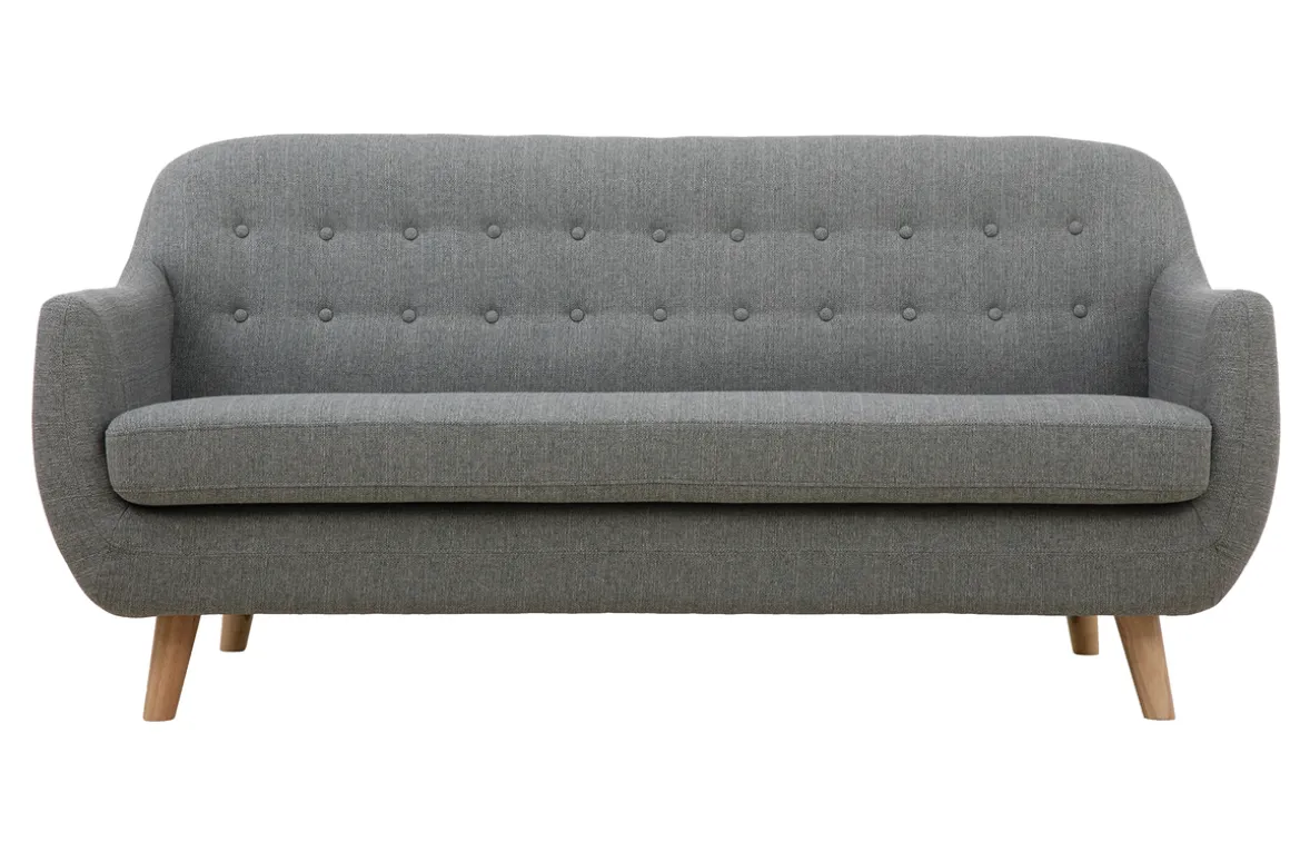 Miliboo Canapé Design|Voir Tous Les Canapés-Canapé scandinave déhoussable 3 places en tissu gris clair et bois clair YNOK