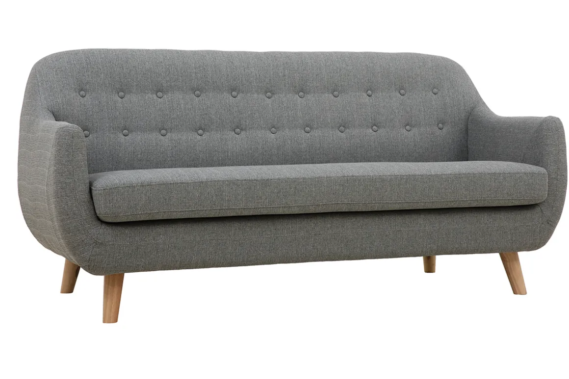 Miliboo Canapé Design|Voir Tous Les Canapés-Canapé scandinave déhoussable 3 places en tissu gris clair et bois clair YNOK