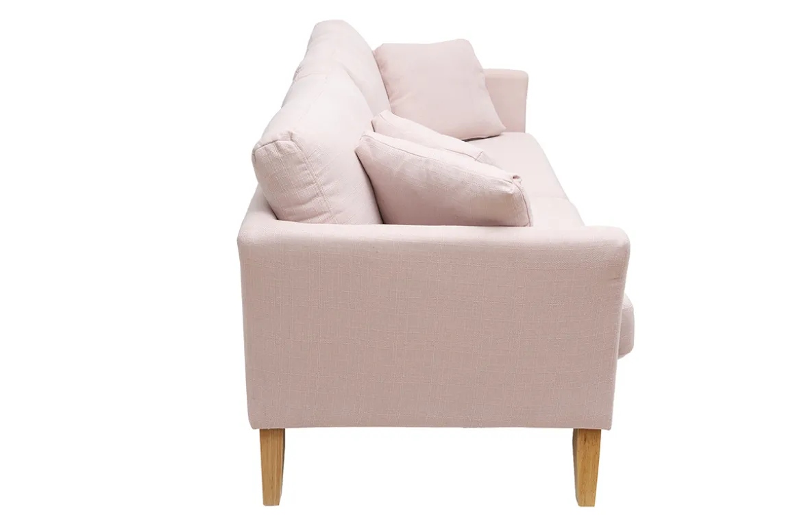Miliboo Canapé Design|Voir Tous Les Canapés-Canapé scandinave déhoussable 3 places en tissu rose clair et bois clair OSLO