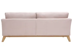 Miliboo Canapé Design|Voir Tous Les Canapés-Canapé scandinave déhoussable 3 places en tissu rose clair et bois clair OSLO