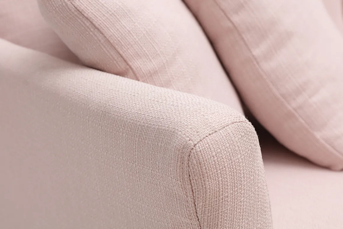 Miliboo Canapé Design|Voir Tous Les Canapés-Canapé scandinave déhoussable 3 places en tissu rose clair et bois clair OSLO