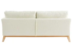 Miliboo Canapé Design|Voir Tous Les Canapés-Canapé scandinave déhoussable 3 places en tissu effet laine bouclée blanc cassé et bois clair OSLO