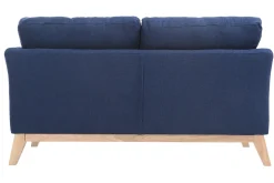 Miliboo Canapé Design|Voir Tous Les Canapés-Canapé scandinave déhoussable 2 places en tissu bleu foncé et bois clair OSLO