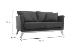 Miliboo Canapé Design|Voir Tous Les Canapés-Canapé scandinave déhoussable 2 places en tissu bleu foncé et bois clair OSLO