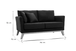 Miliboo Canapé Design|Voir Tous Les Canapés-Canapé scandinave déhoussable 2 places en tissu gris foncé et bois clair OSLO