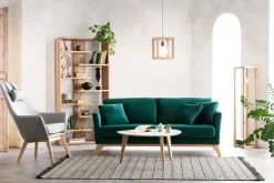 Miliboo Canapé Design|Voir Tous Les Canapés-Canapé scandinave déhoussable 3 places en tissu gris foncé et bois clair OSLO