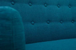 Miliboo Canapé Design|Voir Tous Les Canapés-Canapé scandinave déhoussable 3 places en tissu bleu canard et bois clair YNOK