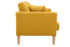 Miliboo Canapé Design|Voir Tous Les Canapés-Canapé scandinave déhoussable 2 places en tissu effet velours jaune moutarde et bois clair OSLO