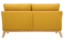 Miliboo Canapé Design|Voir Tous Les Canapés-Canapé scandinave déhoussable 2 places en tissu effet velours jaune moutarde et bois clair OSLO