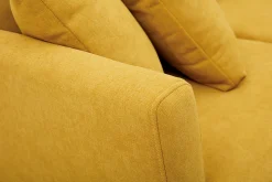 Miliboo Canapé Design|Voir Tous Les Canapés-Canapé scandinave déhoussable 2 places en tissu effet velours jaune moutarde et bois clair OSLO