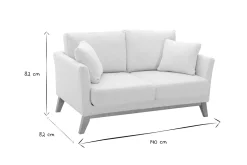 Miliboo Canapé Design|Voir Tous Les Canapés-Canapé scandinave déhoussable 2 places en tissu effet laine bouclée blanc cassé et bois clair OSLO