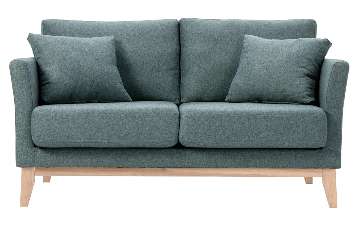 Miliboo Canapé Design|Voir Tous Les Canapés-Canapé scandinave déhoussable 2 places en tissu vert de gris et bois clair OSLO