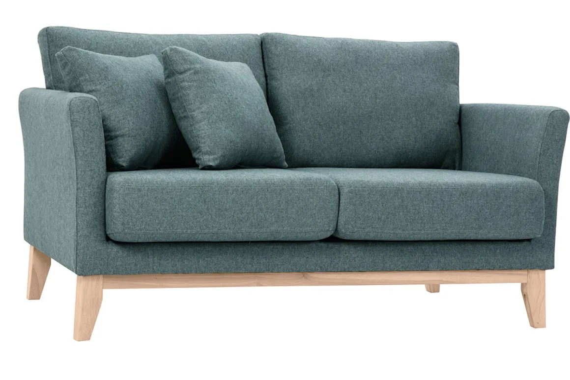 Miliboo Canapé Design|Voir Tous Les Canapés-Canapé scandinave déhoussable 2 places en tissu vert de gris et bois clair OSLO