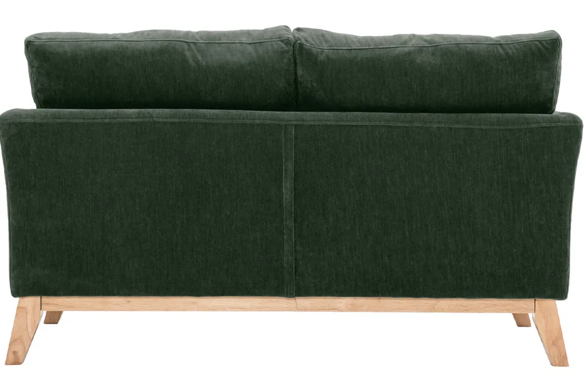 Miliboo Canapé Design|Voir Tous Les Canapés-Canapé scandinave déhoussable 2 places en tissu effet velours vert kaki et bois clair OSLO