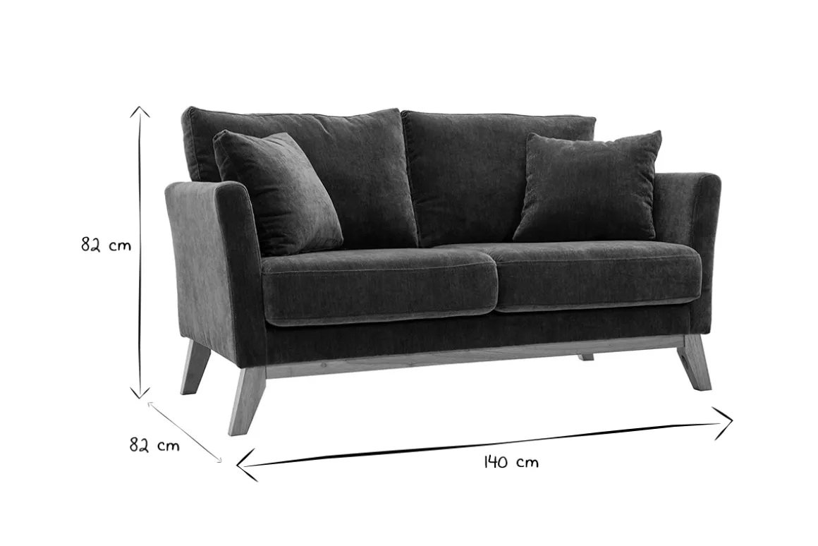 Miliboo Canapé Design|Voir Tous Les Canapés-Canapé scandinave déhoussable 2 places en tissu effet velours vert kaki et bois clair OSLO