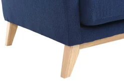 Miliboo Canapé Design|Voir Tous Les Canapés-Canapé scandinave déhoussable 3 places en tissu bleu foncé et bois clair OSLO